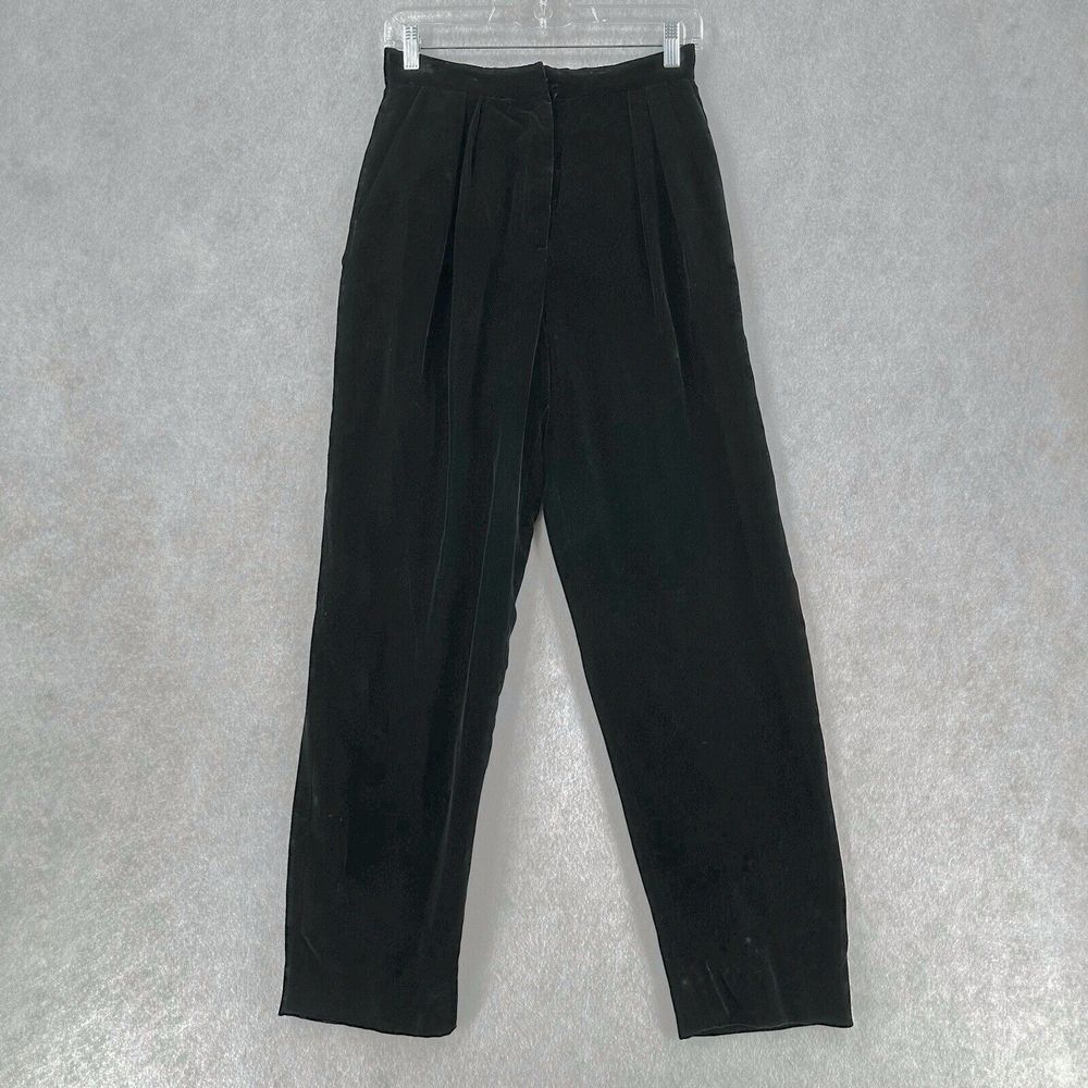 VTG 90s Emanuel‎ Ungaro Ter Pants 8 Black VELOUR Velvet Pleated Pockets READ